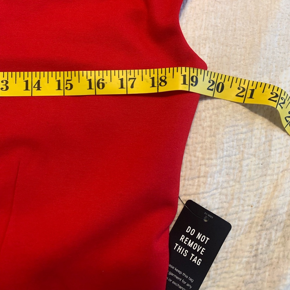 Express Fitted Ponte Sweetheart Neckline Off The Shoulder Red Bodysuit. SKU 139 - Picture 11 of 11
